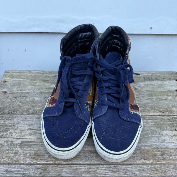 Vans Hi Top Sneakers Blue Suede 90s Vintage Tapestry Mrs Doubtfire M7.5/W9 - Picture 2 of 8